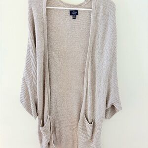 American Eagle Outfitters Light Tan Open-Front Cardigan